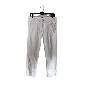 Paige Pants Women's Size 31 White Skyline Ankle Peg Cotton Blend